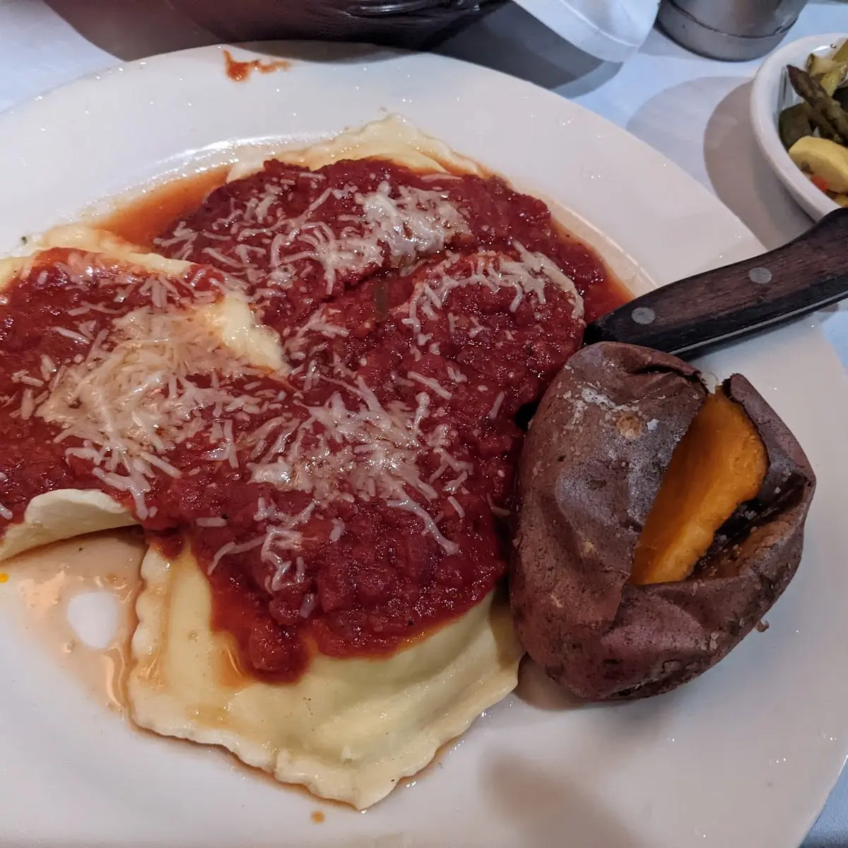 Cheese Ravioli and a Sweet Potato