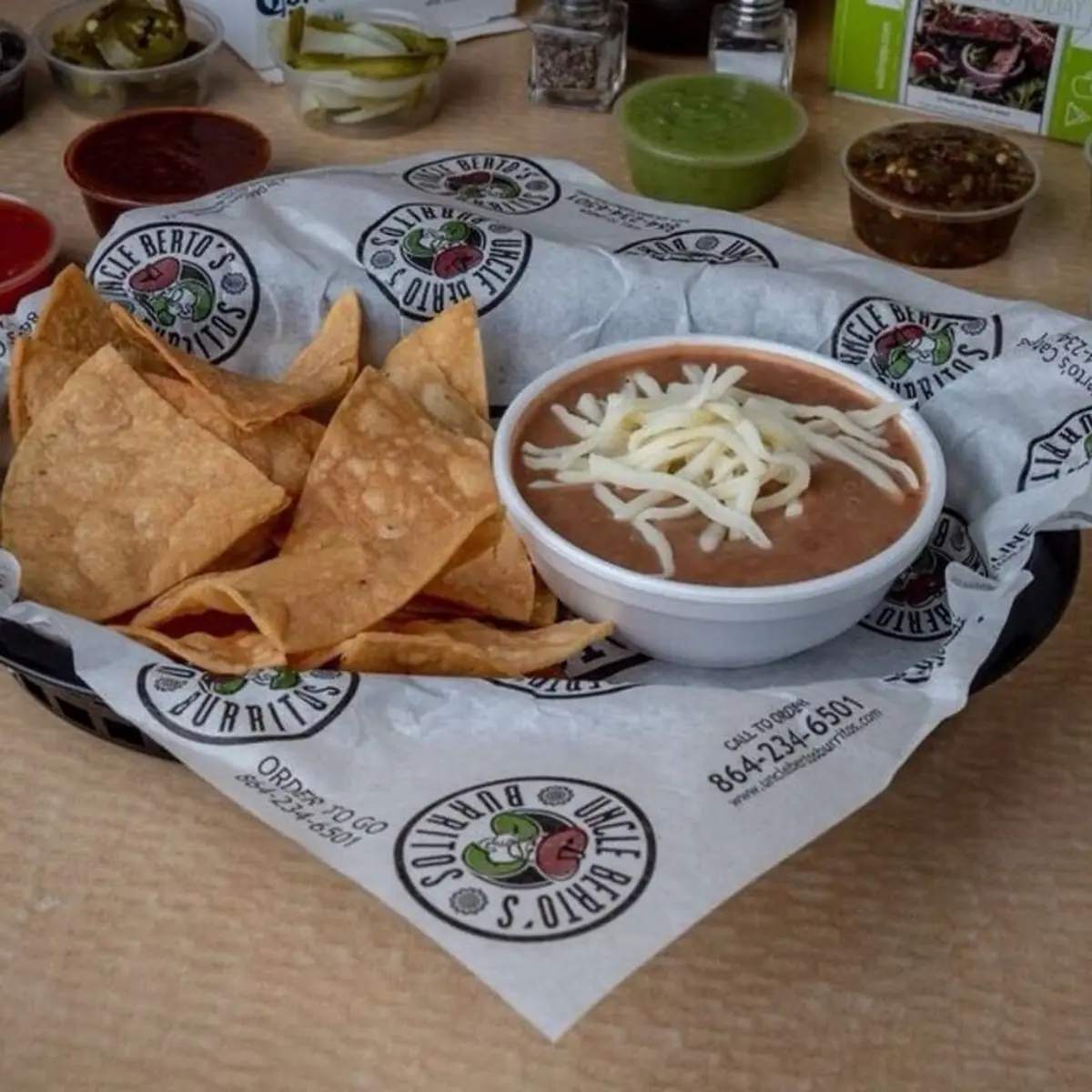 Tacos Box Plus 4oz Bean Dip Chips and Salsa
