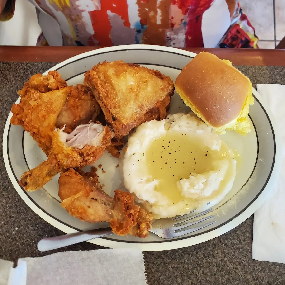 Chicken Dinner with Mashed Potatoes and Gravy