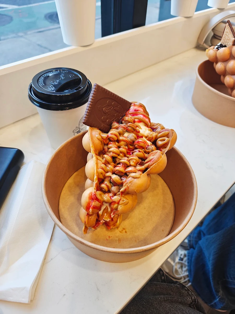 Peanut Butter and Strawberry Jam Egg Waffles