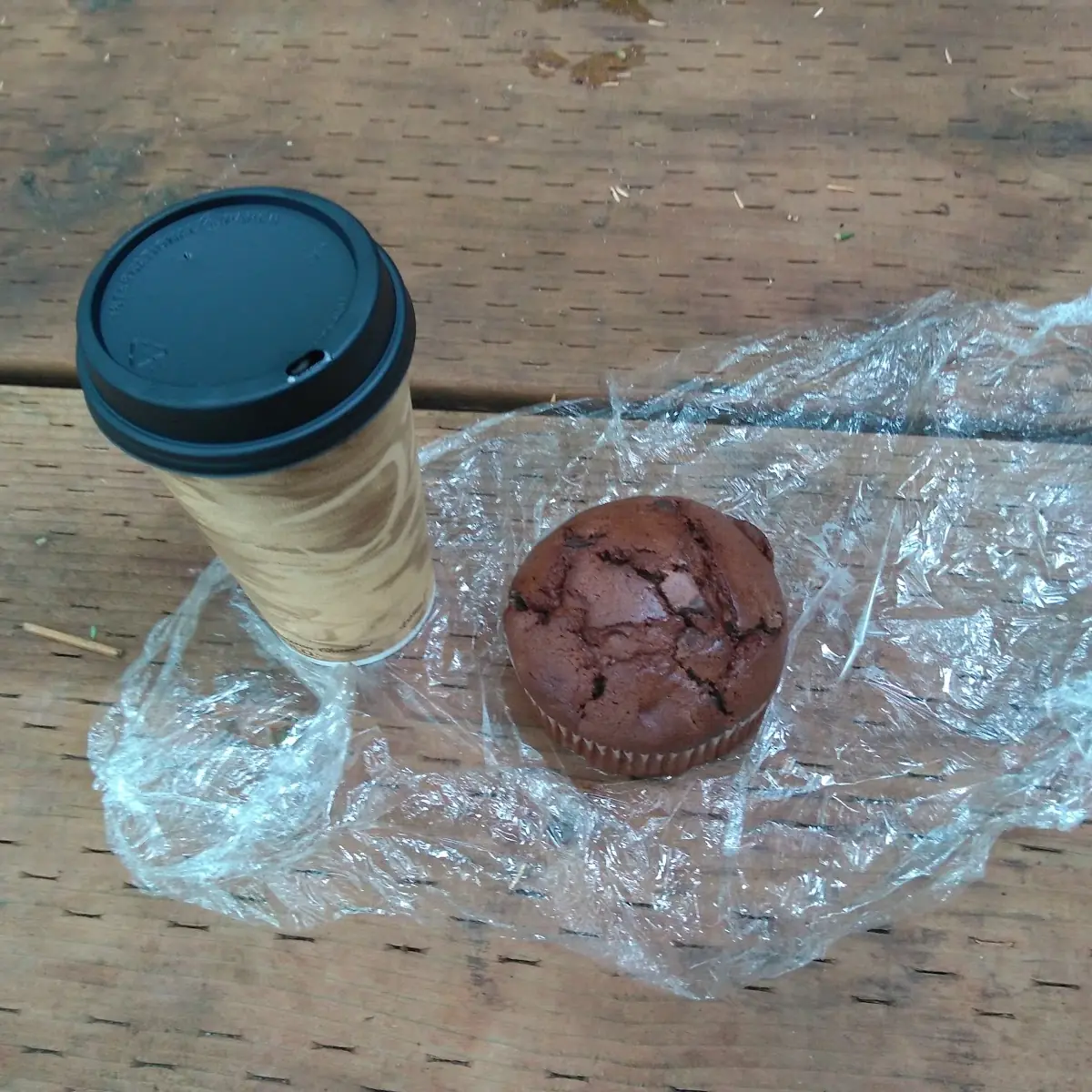 Hot Chocolate with Whipped Cream and Double Chunk Chocolate Muffin