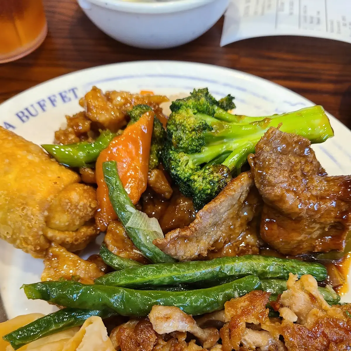 Egg Roll Crab Rangoon Hibachi Chicken Green Beans Chicken and Beef with Broccoli