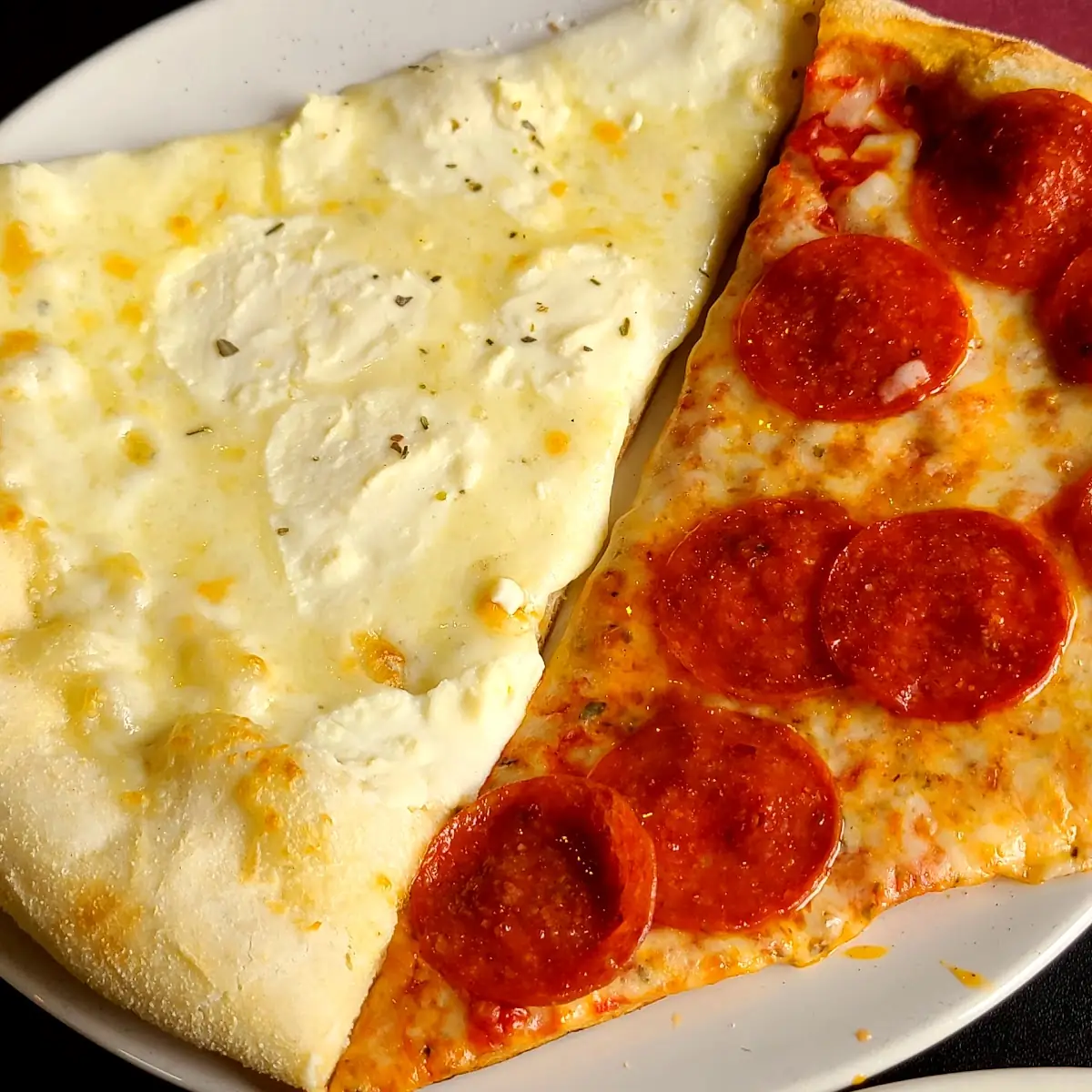 Pepperoni Pizza and White Pizza