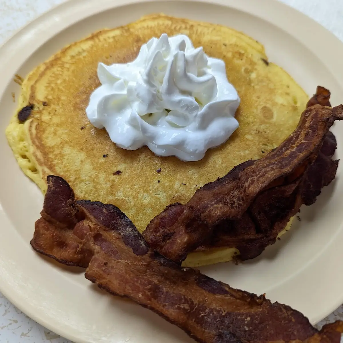 Chocolate Chip Pancakes with Bacon