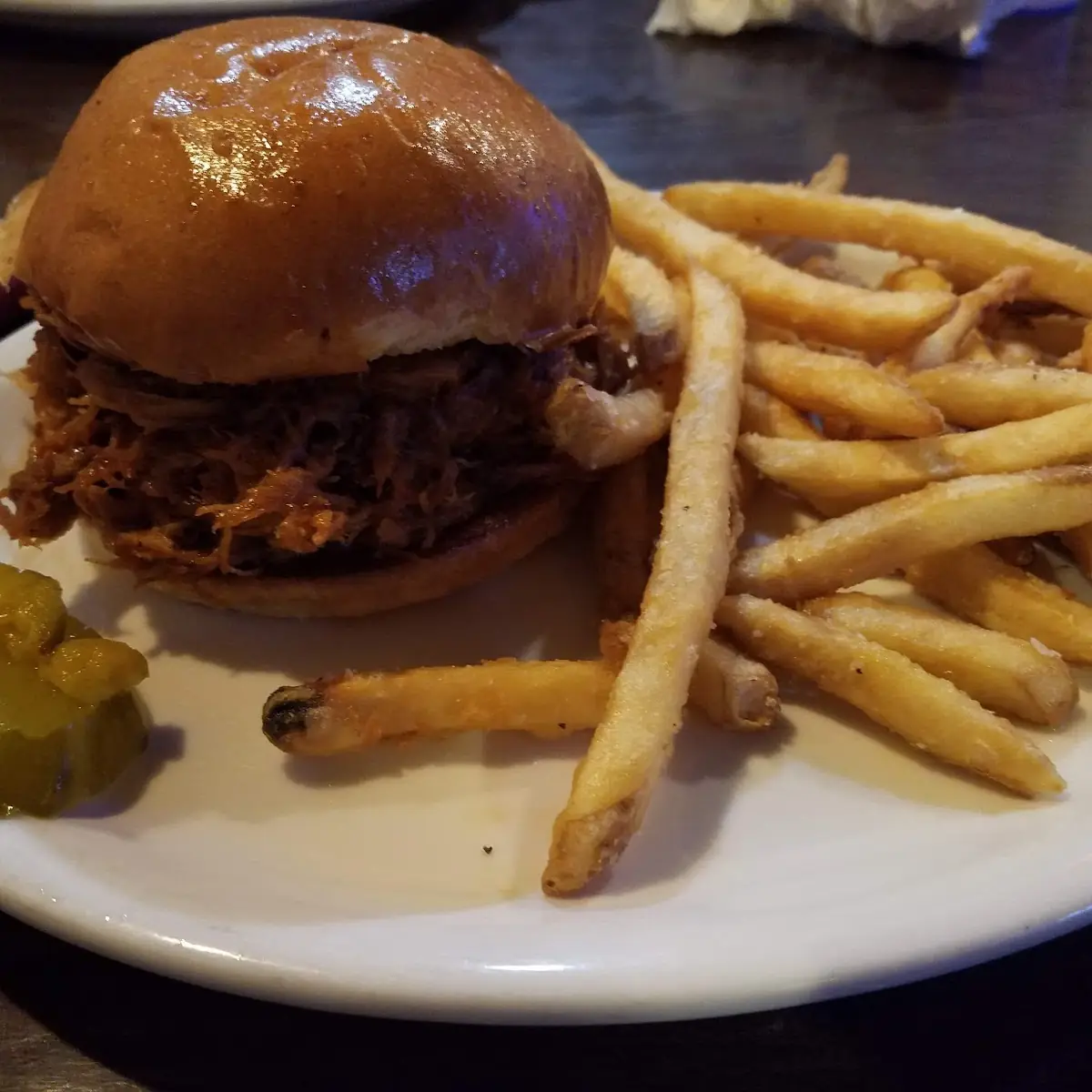 Pulled Pork Sandwich and Fries