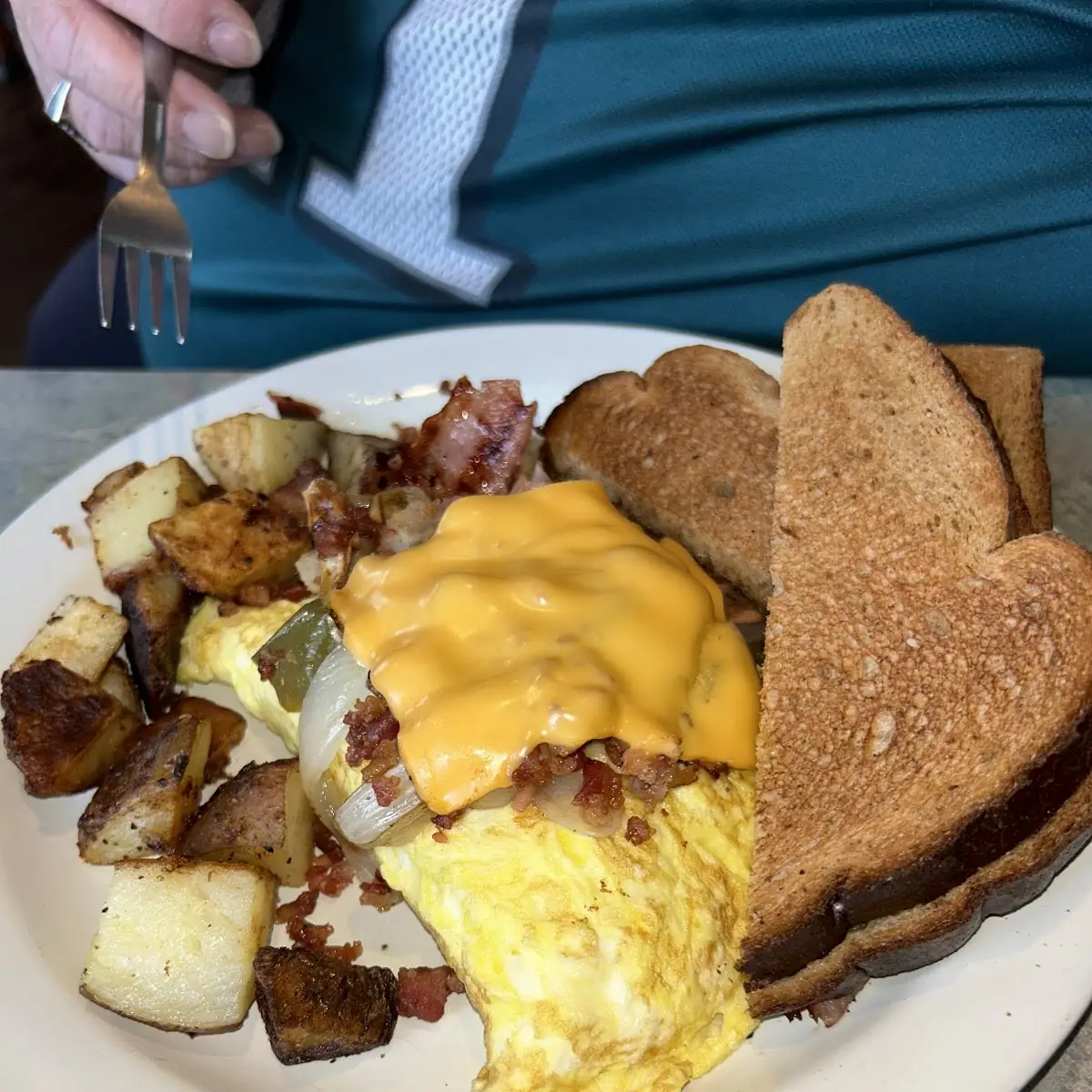 Sausage -Swiss- Mushroom- Onions Omelet