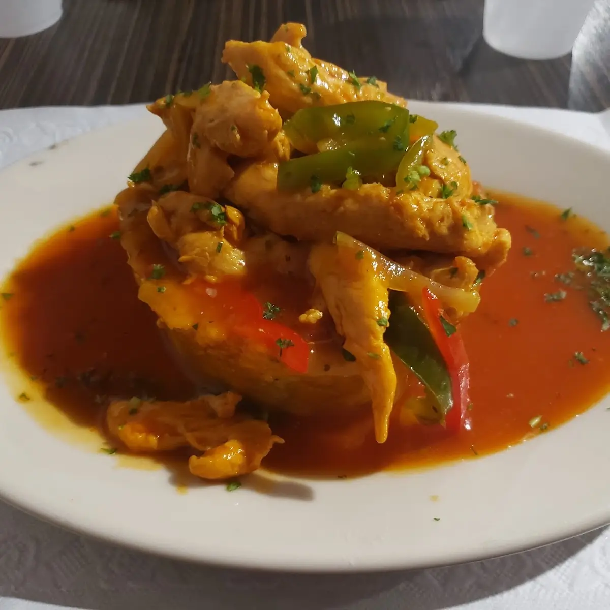 Chicken Mofongo with Salsa Criollo