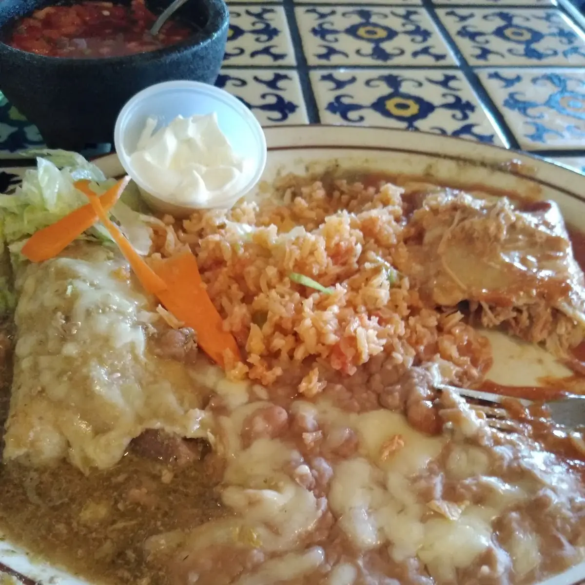Chicken Enchilada Chile Verde Enchilada Mexican Rice Beans