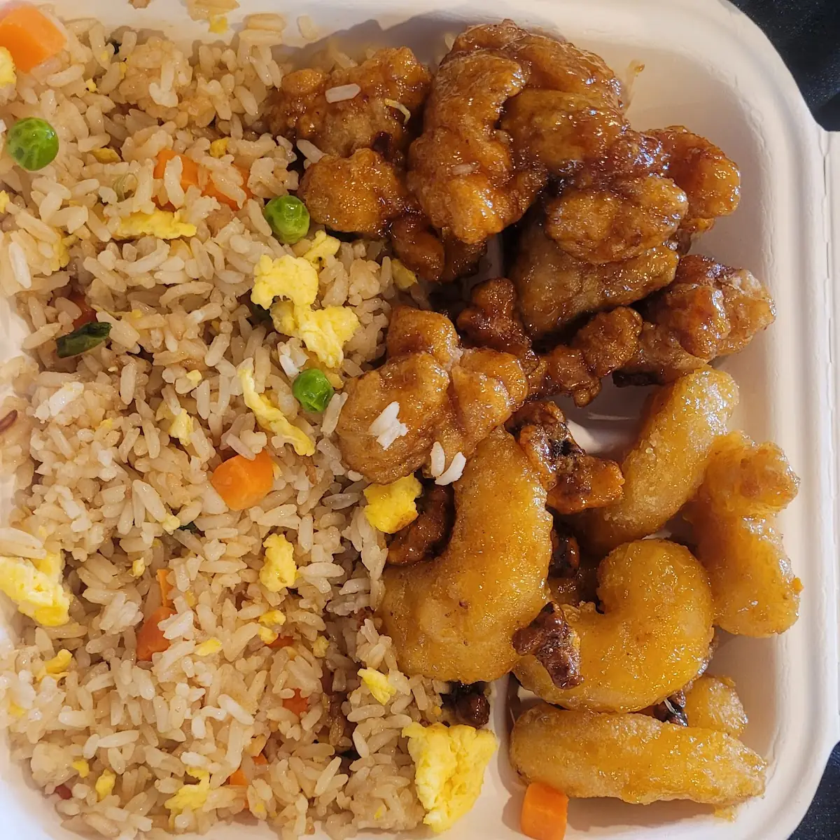 Walnut Shrimp Orange Chicken Fried Rice