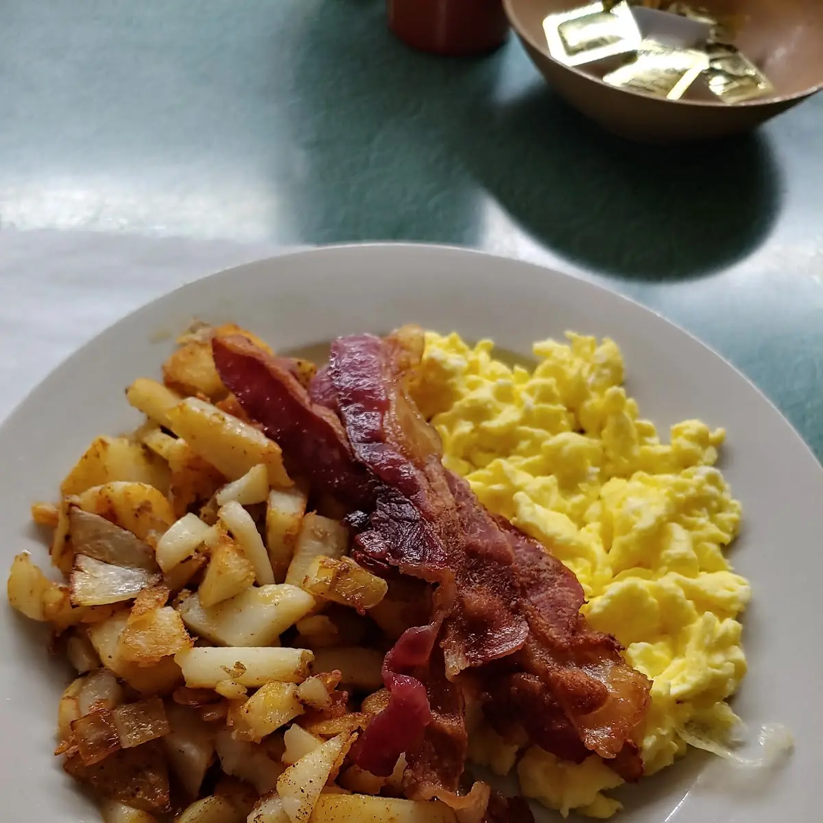 Two Eggs with Home Fries and Bacon