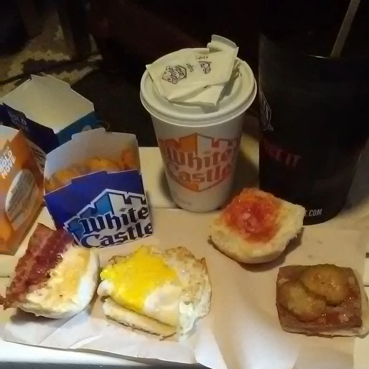 Bacon Egg and Cheese Hamburger Slider with Pickles and Hash Browns