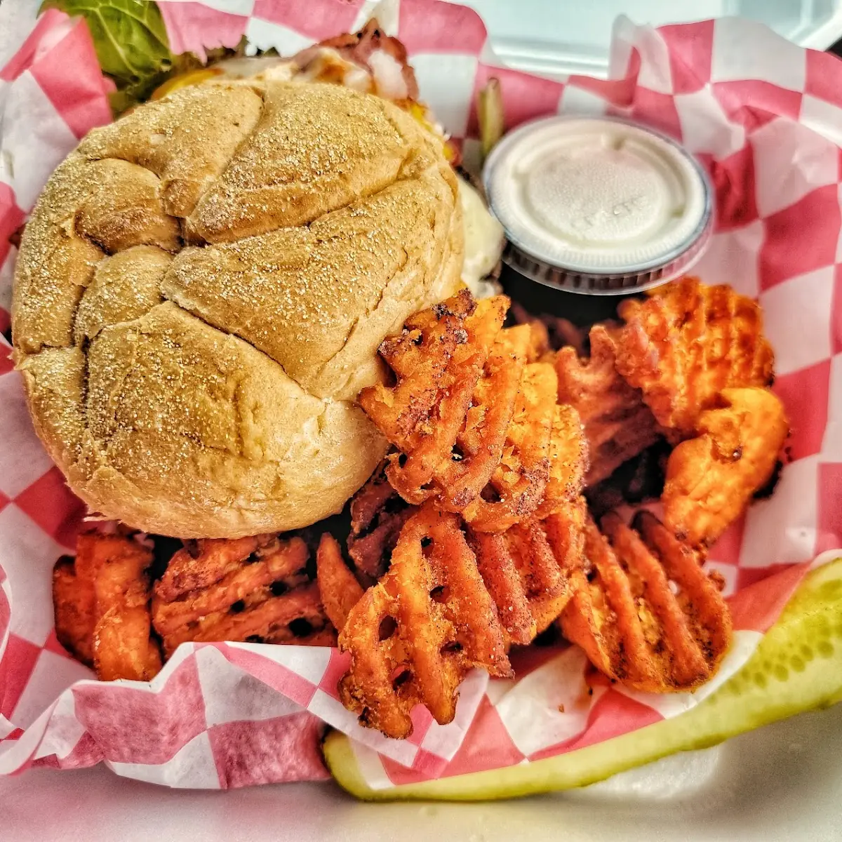 Burger & Sweet Potato Fries