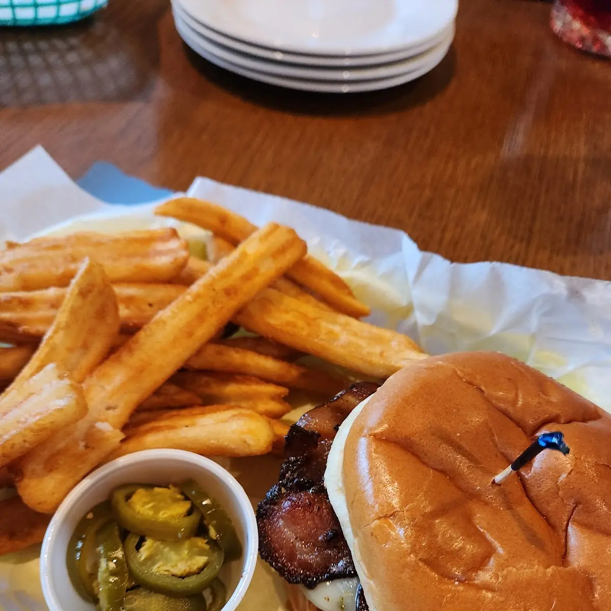 Jalapano Bacon Burger with Fries