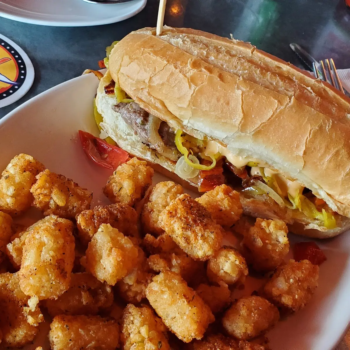 Hammerhead Cheese Steak with Cajun Tots