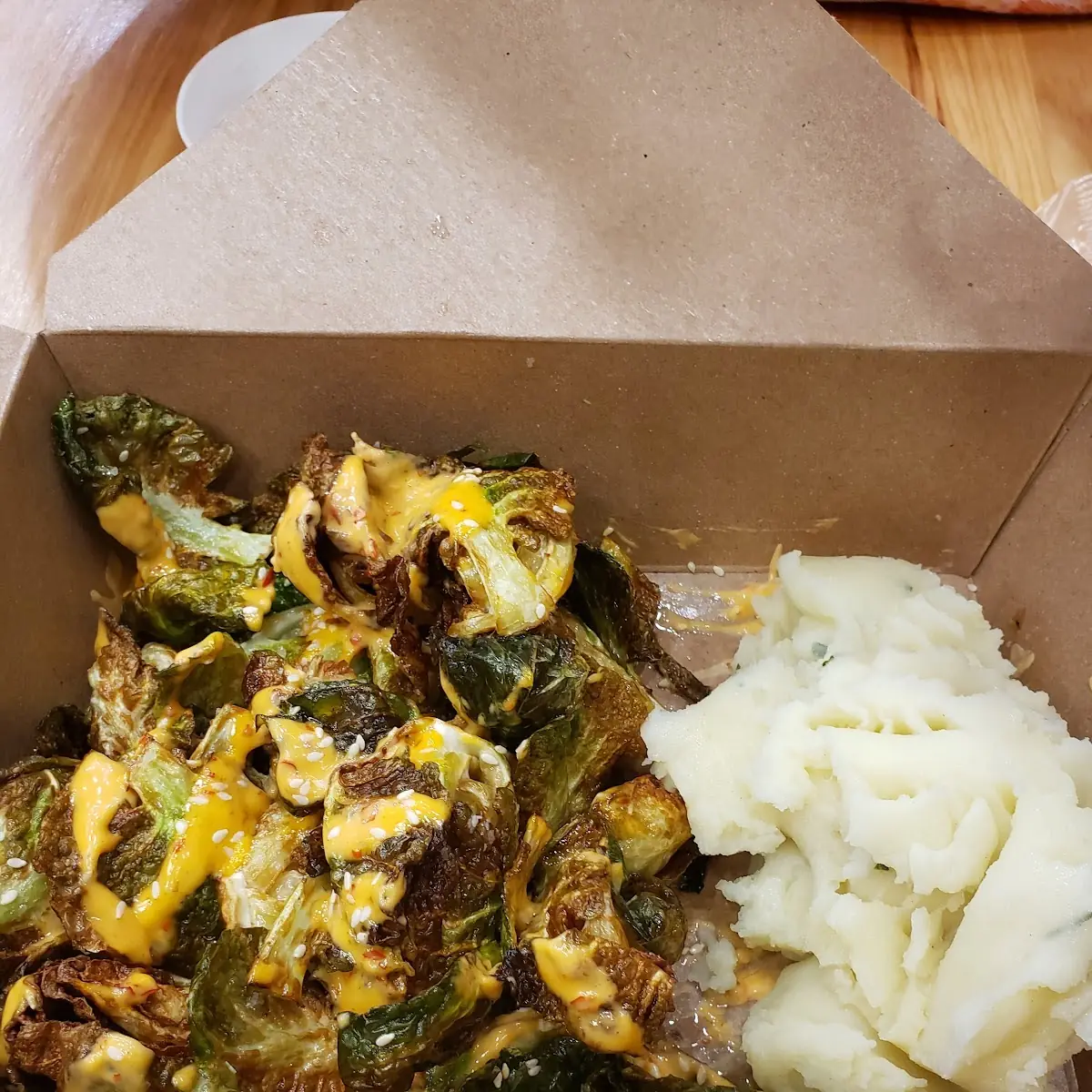 Fried Brussels Sprouts and Chive Whipped Potatoes