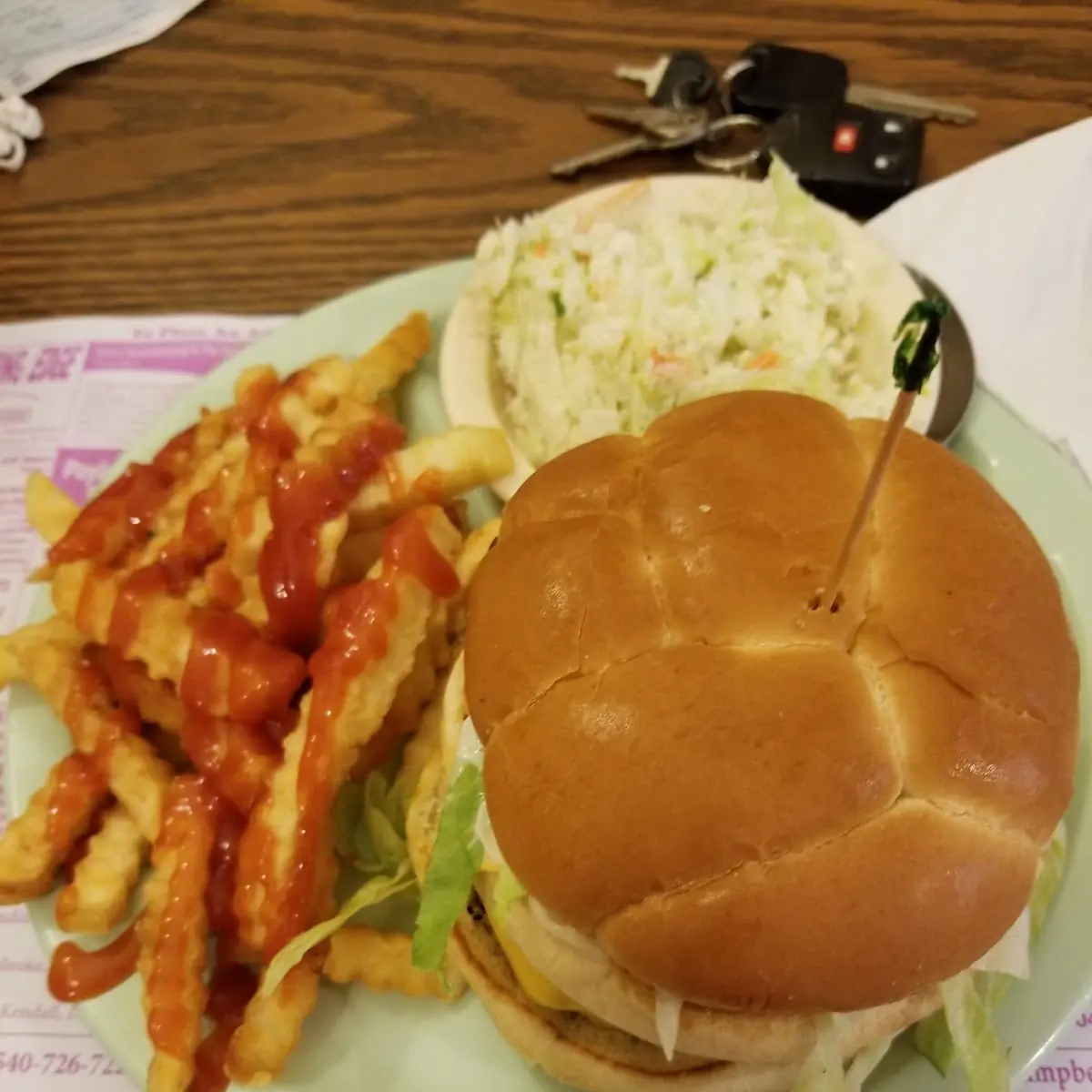 Double Cheeseburger with Fries and Slaw