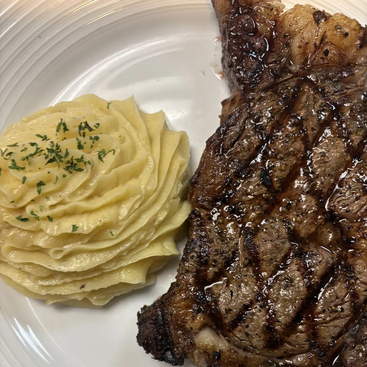 Ribeye with Garlic Mashed Potatoes
