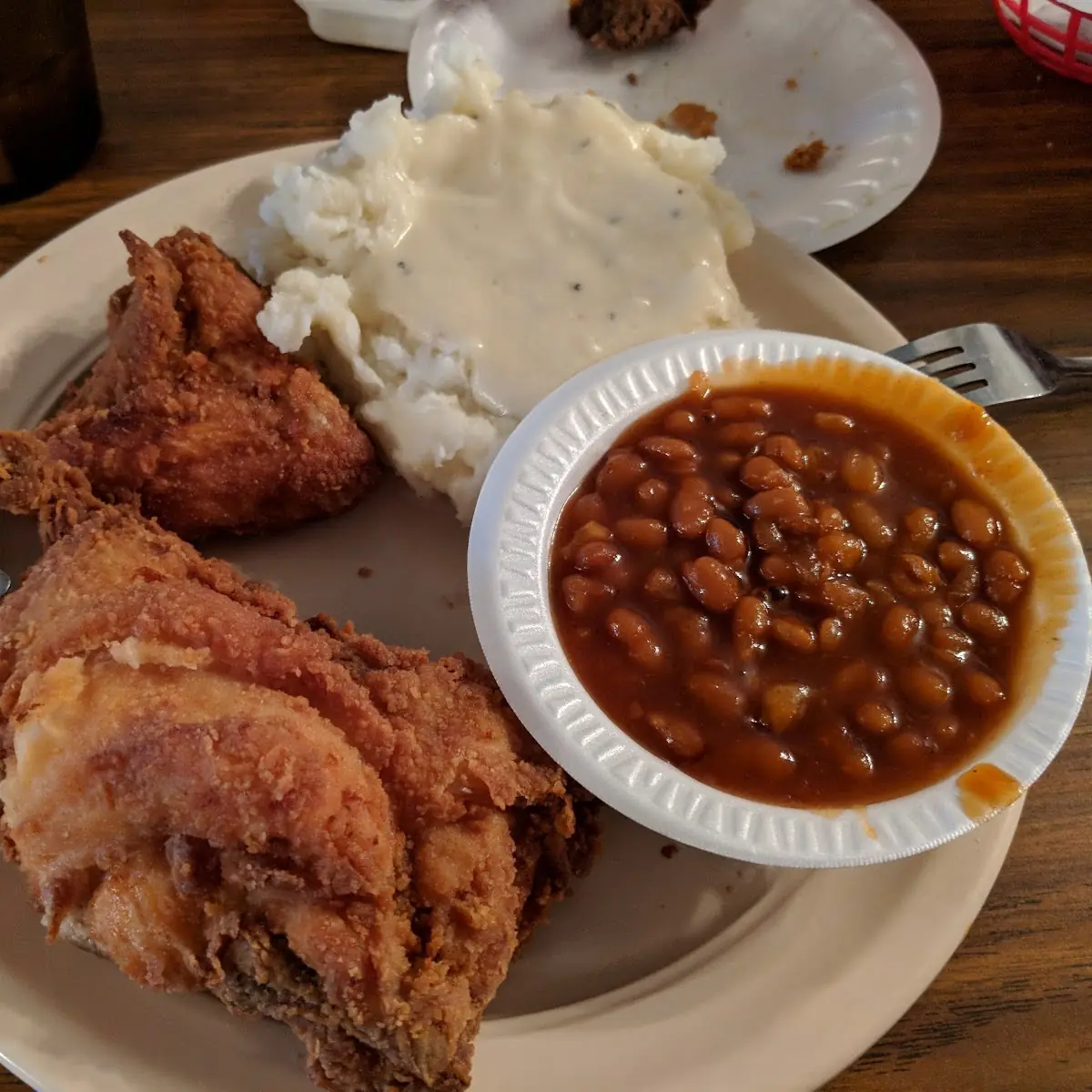 2 Piece Dark Baked Beans Baked Potato