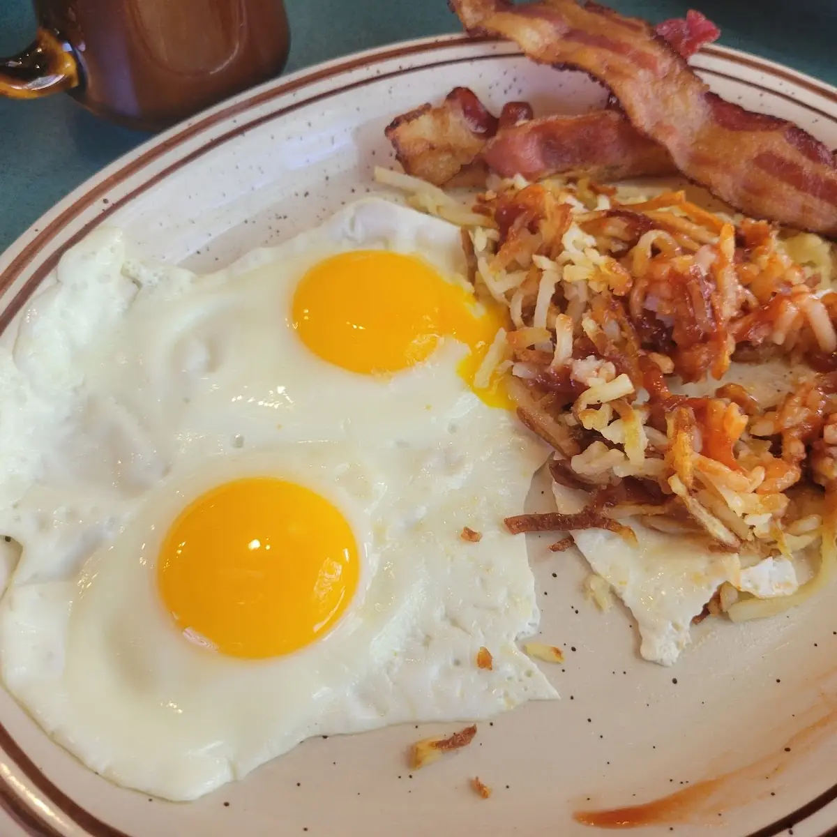 3 Egg Omelet with Pancakes and Hash Browns