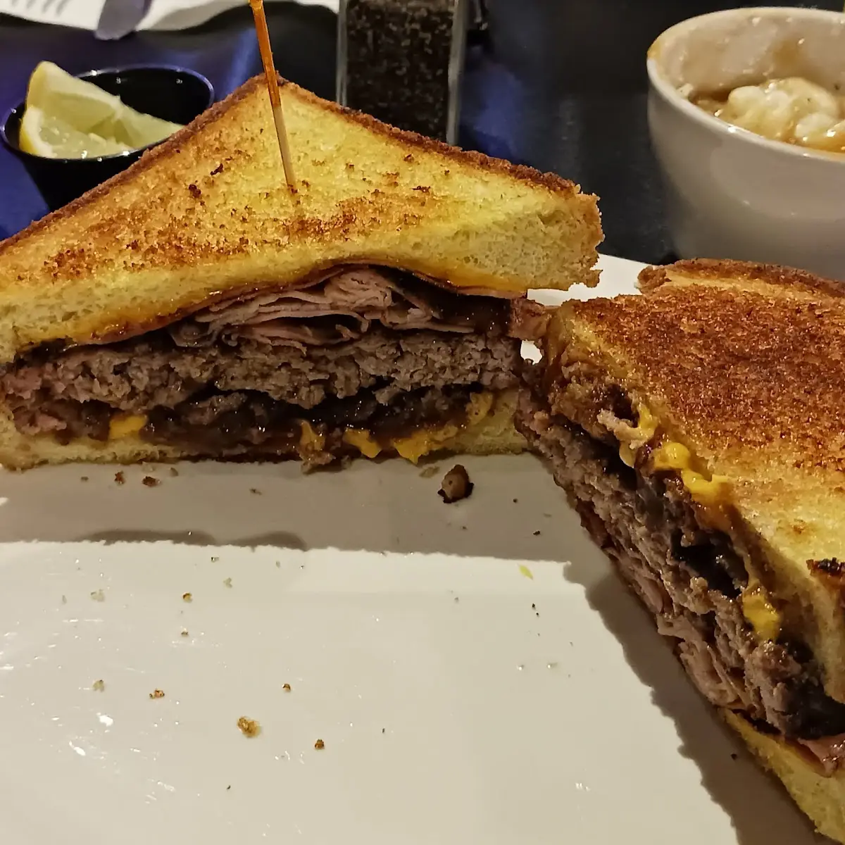 Rodeo Burger with Mashed Potatoes and Gravy