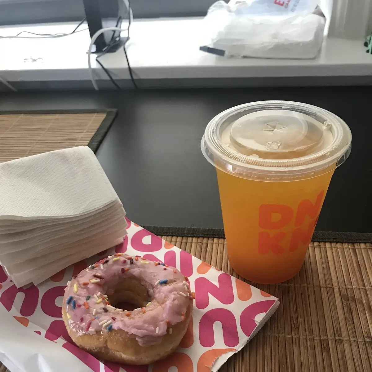 Strawberry Frosted Donut with Mango Pineapple Refresher