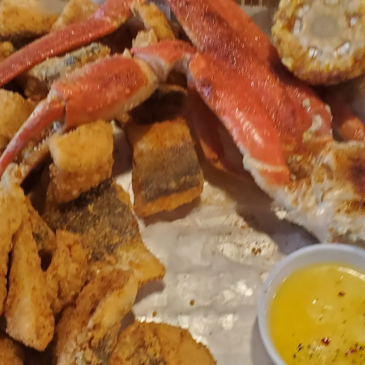 Seafood Platter Collard Greens Corn