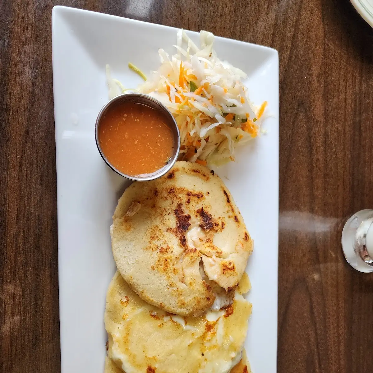 Pupusas with Cheese and Tomato Sauce