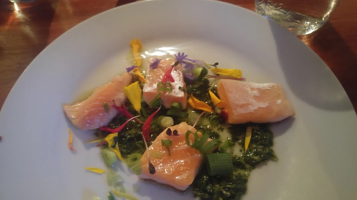 Seared Salmon wl2 Poached, The Flying Chestnut Kitchen
