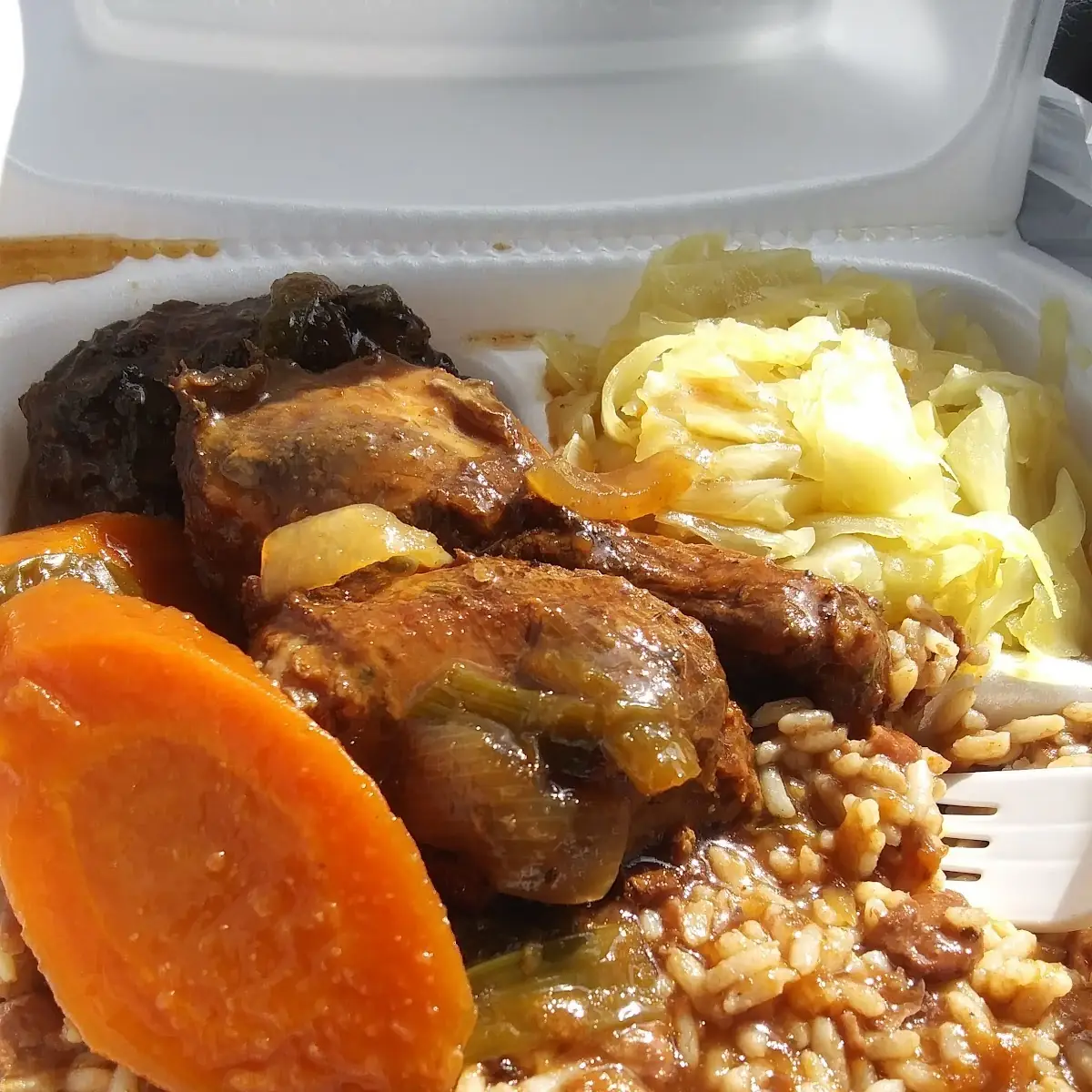 Curry Chicken Rice and Peas Cabbage