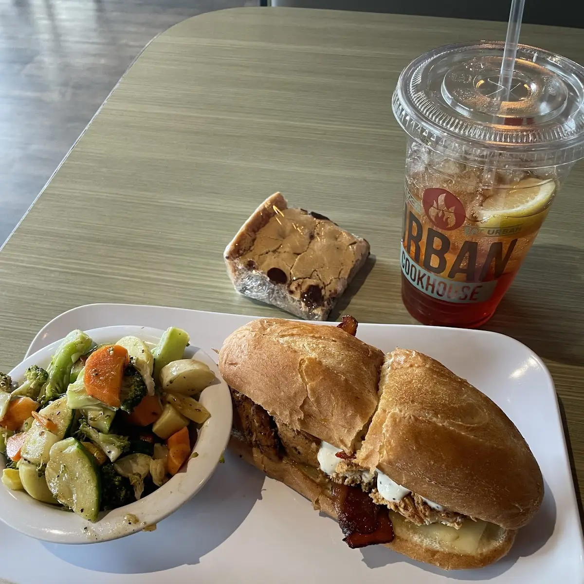 White BBQ Chicken Sandwich with Roasted Vegetables