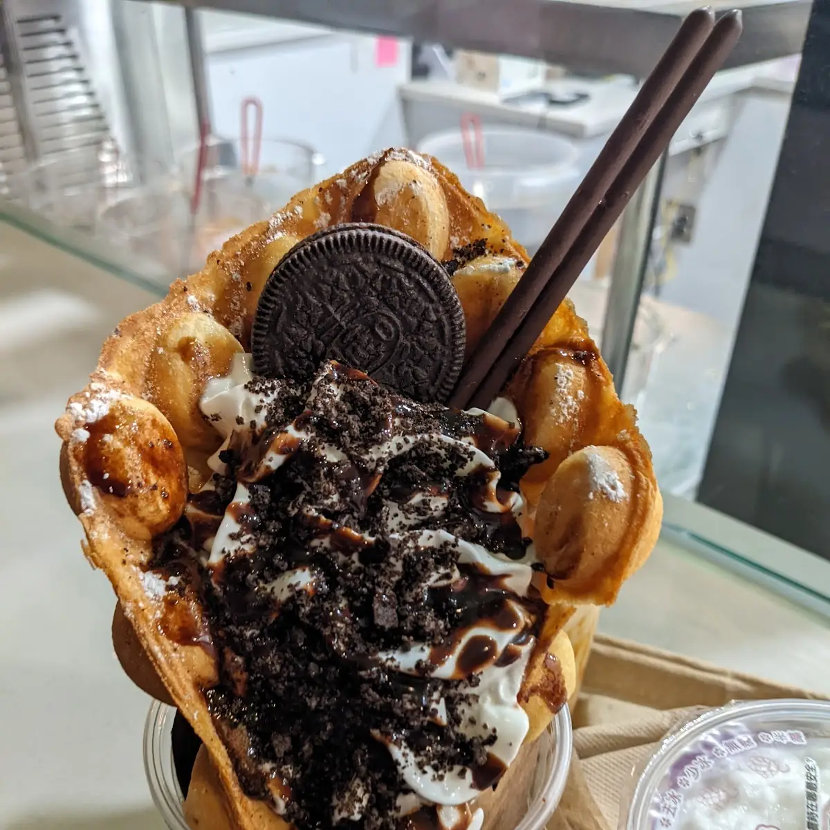 Black and White Waffle Cone