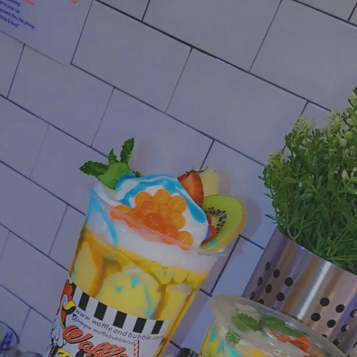 Left Mango Bubble Tea with Tapioca Right Papaya Bubble Tea with Tapioca