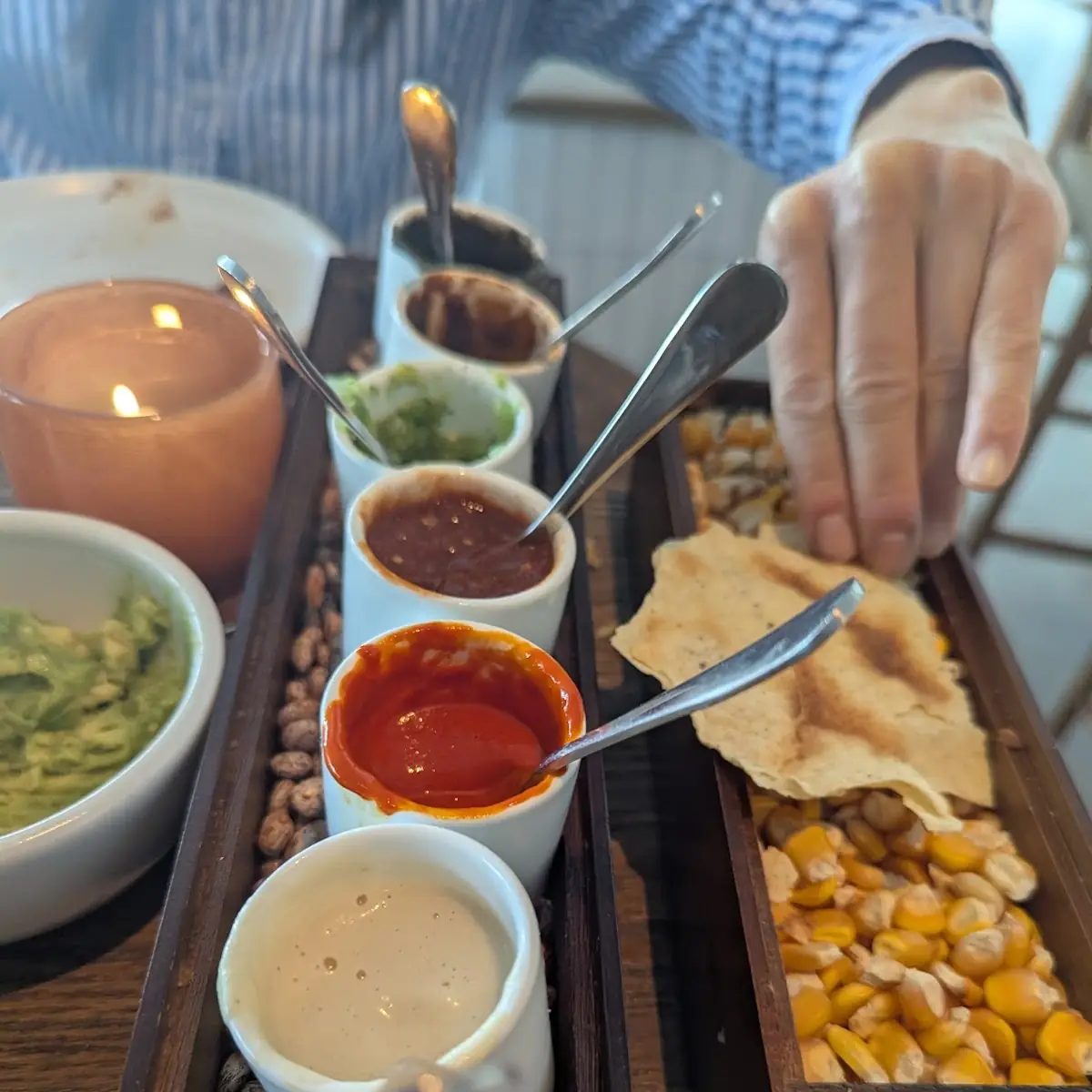 Tortilla Chips with Various Salsas