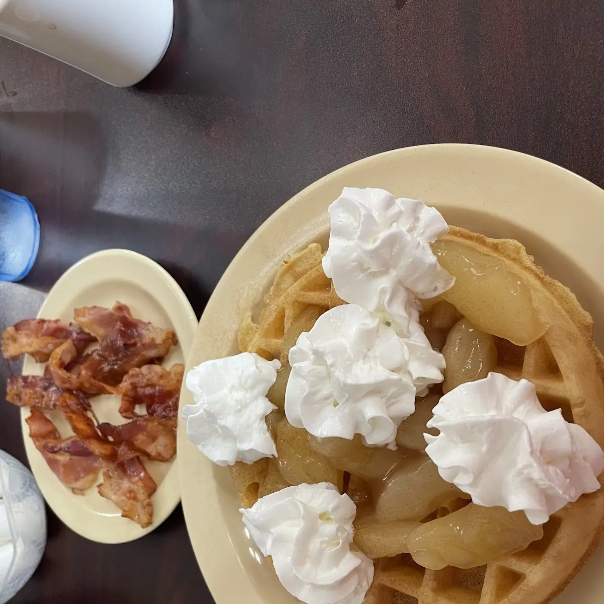 Cinnamon Apple Waffle with Side of Bacon