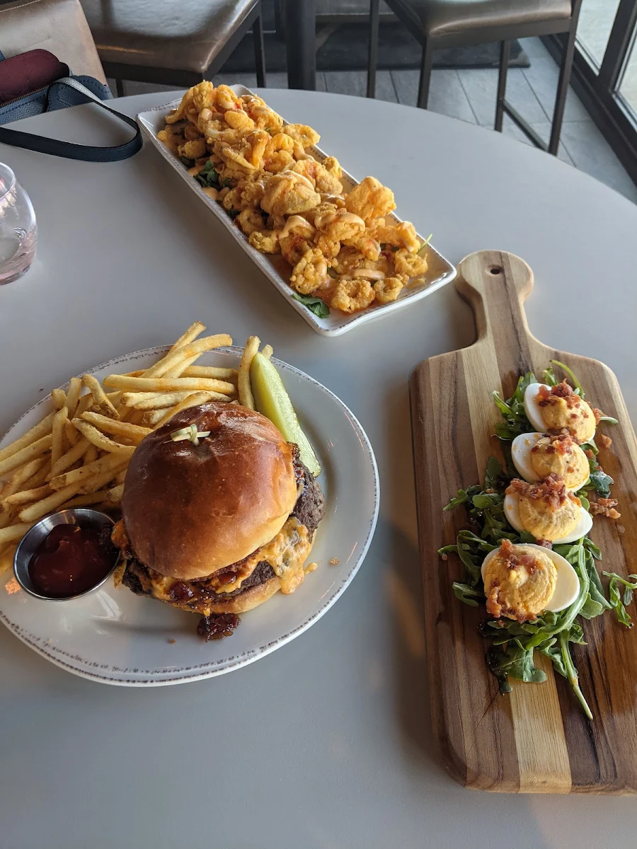 Deviled Eggs Burger Calamari