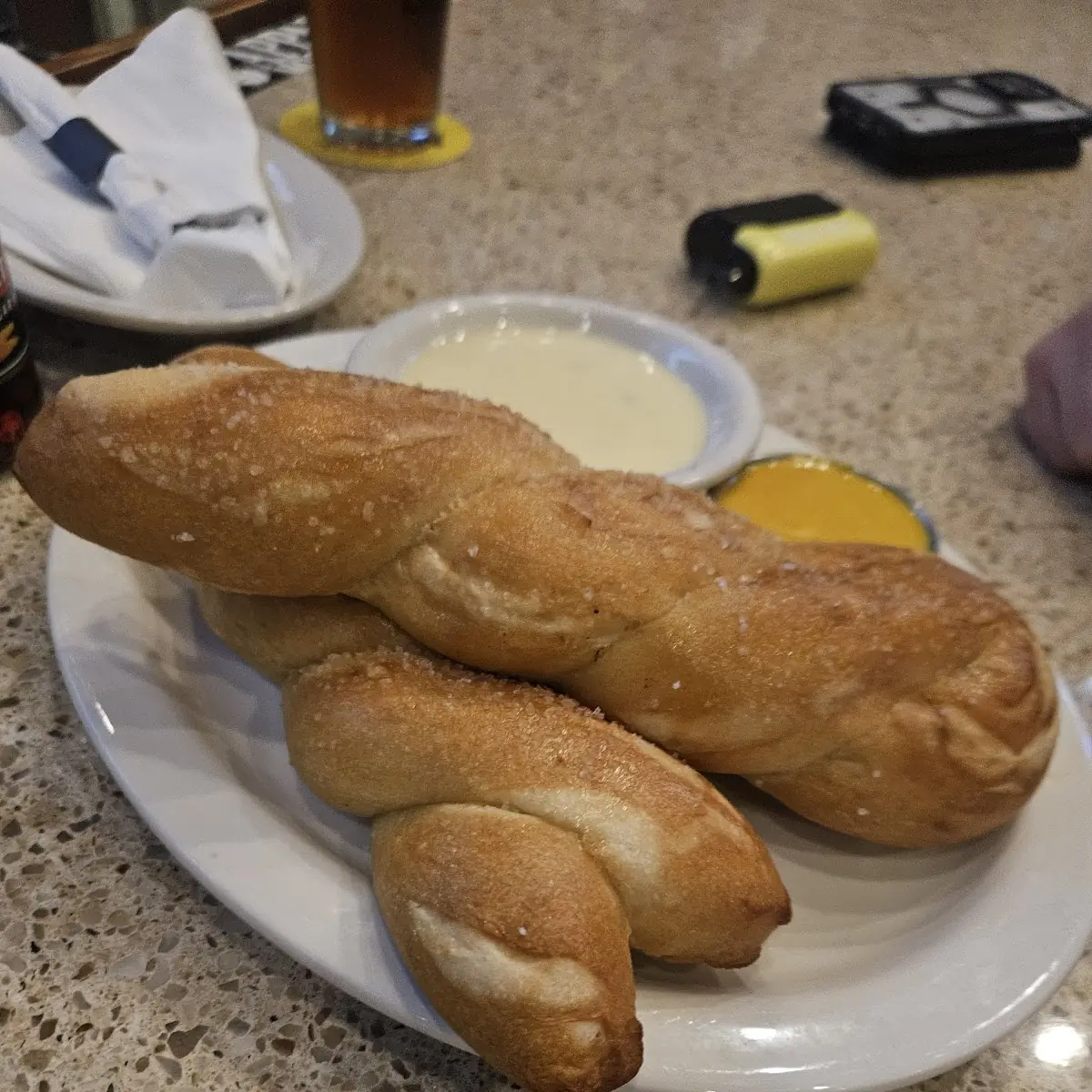 Salted Pretzel with Cheese Dip