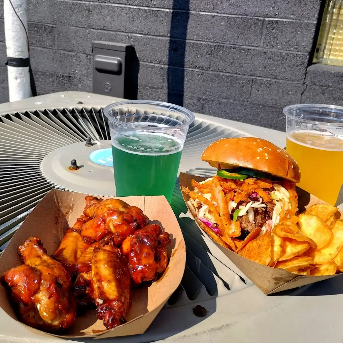 Wings and Brisket Sandwich