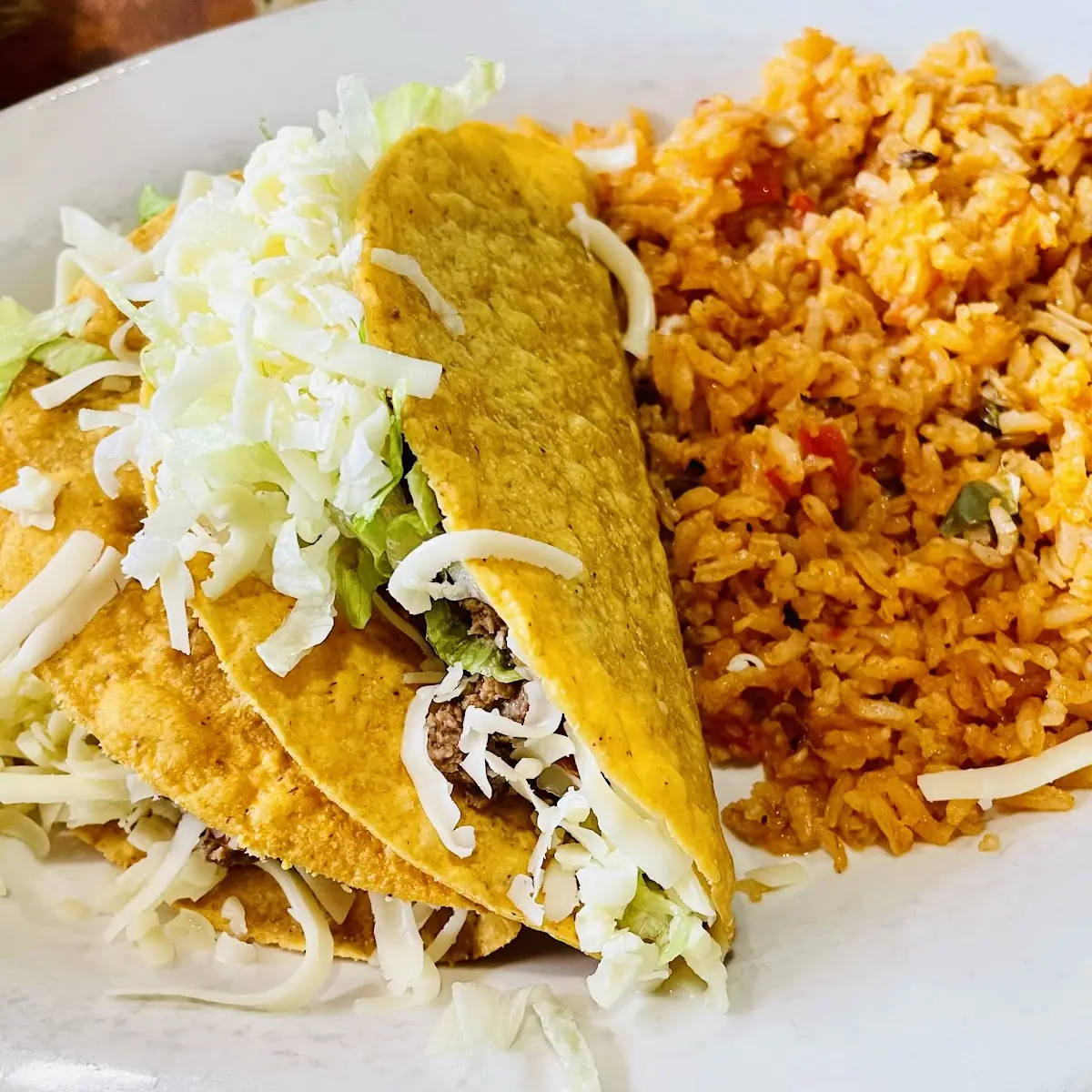 Hard Shell Beef Taco with Spanish Rice