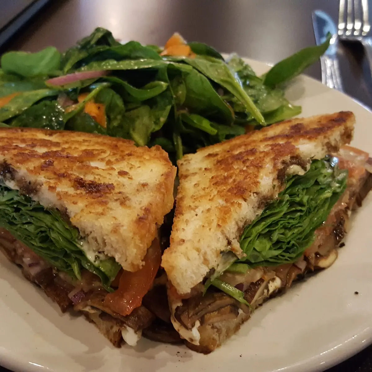 Wheat Bread with Spinach Salad