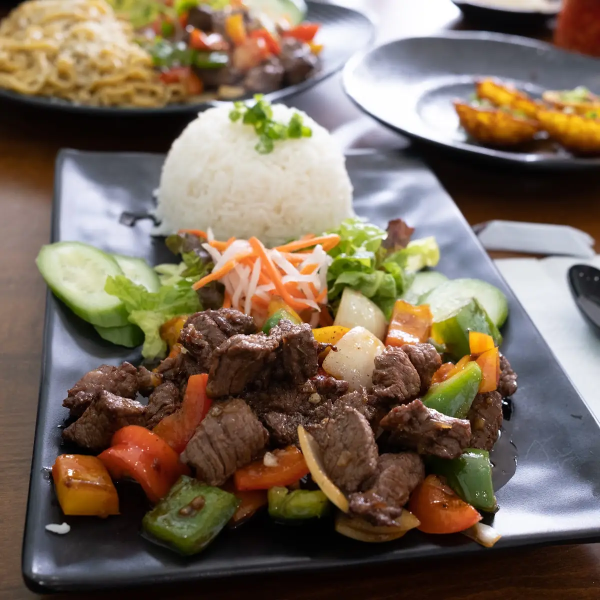 Shaken Beef with Steamed Rice Cơm Bò Lúc Lắc