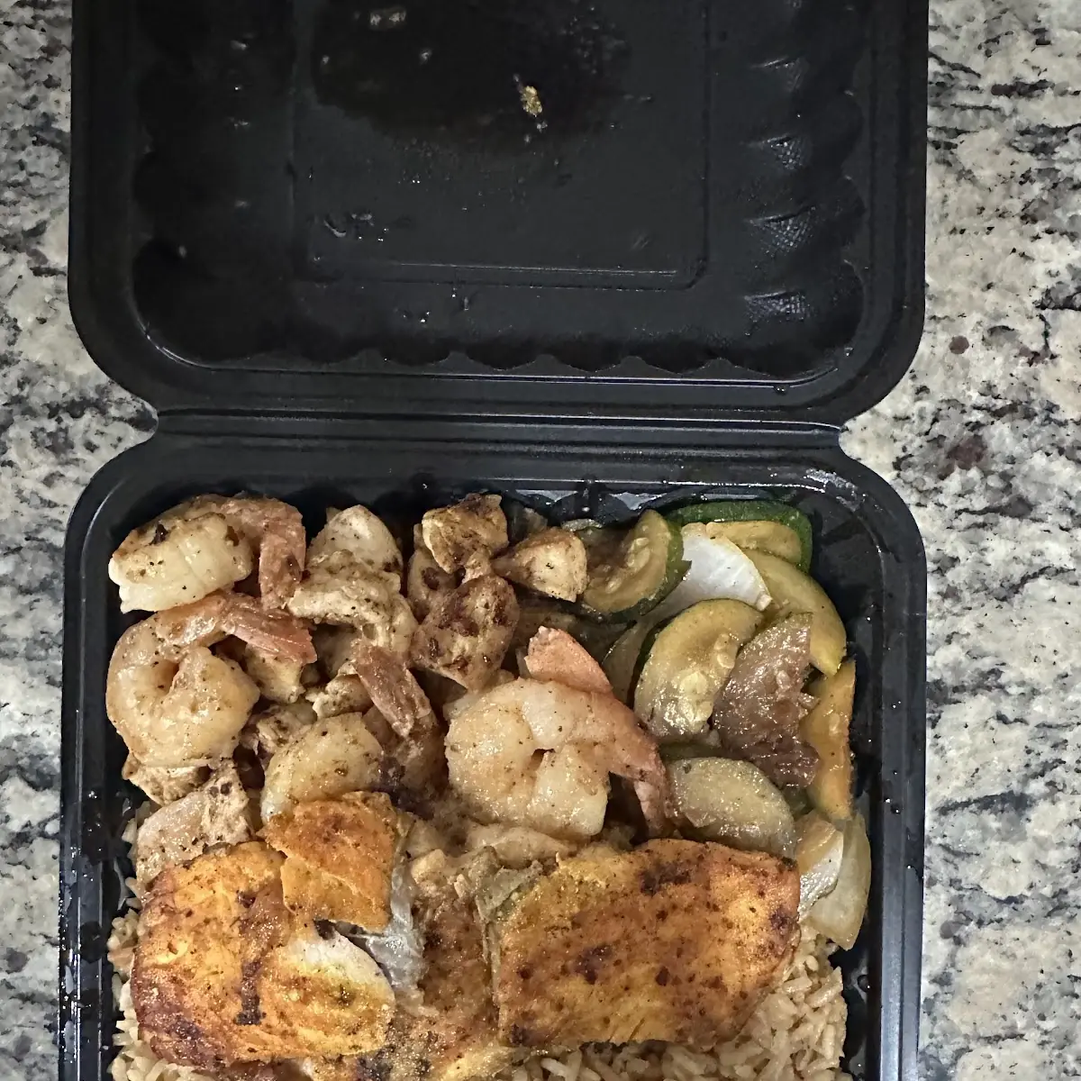 Salmon Hibachi Shrimp Fried Rice Chicken Rice