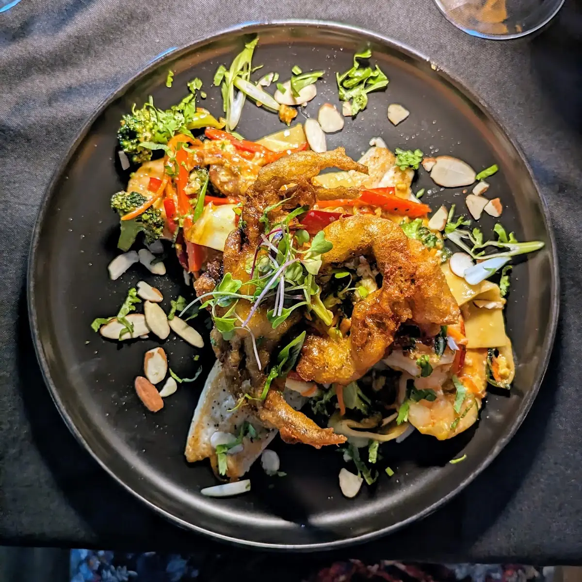 Rainbow Trout Shrimp and Soft Shell Crab Pad Thai