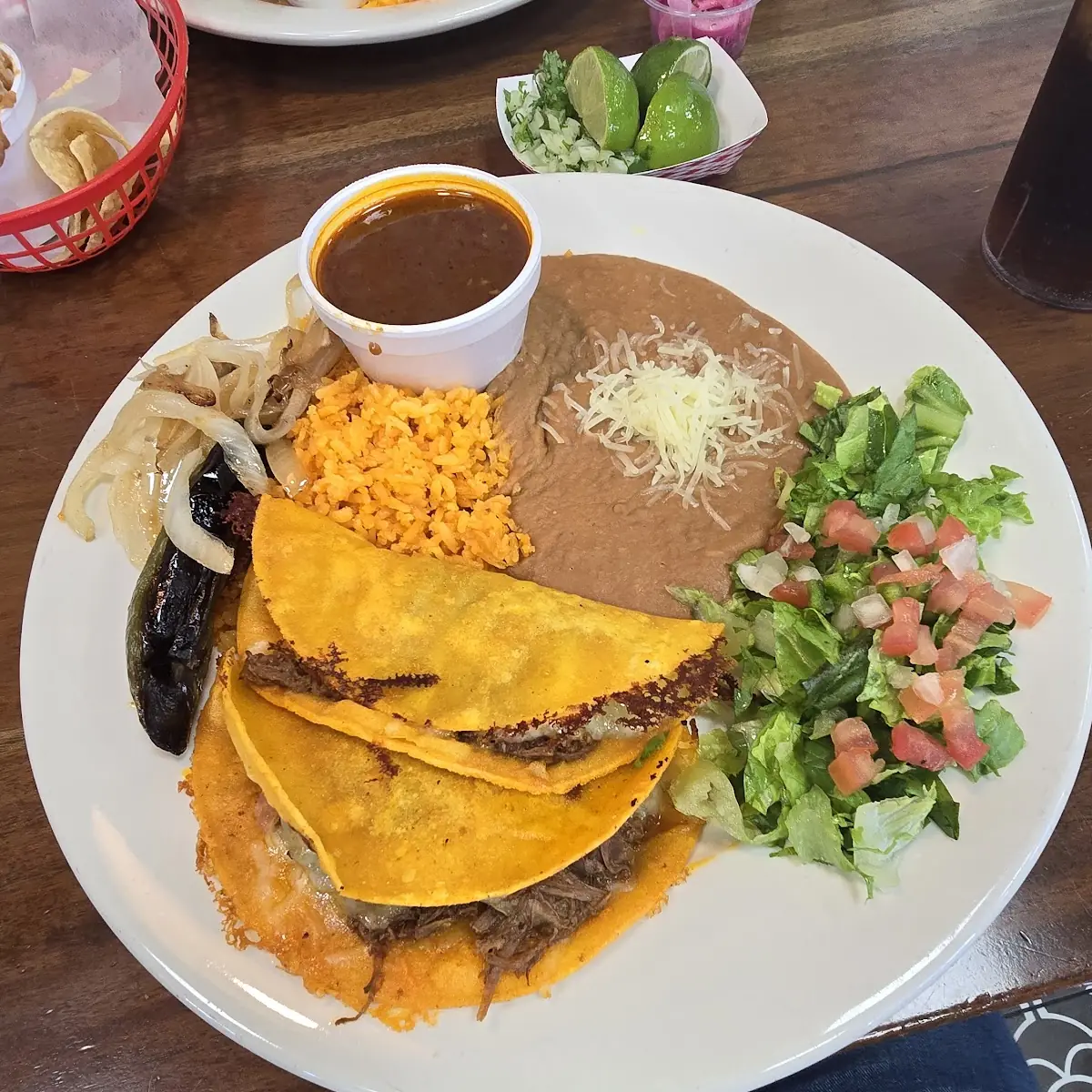 Birria Rice & Beans Plate