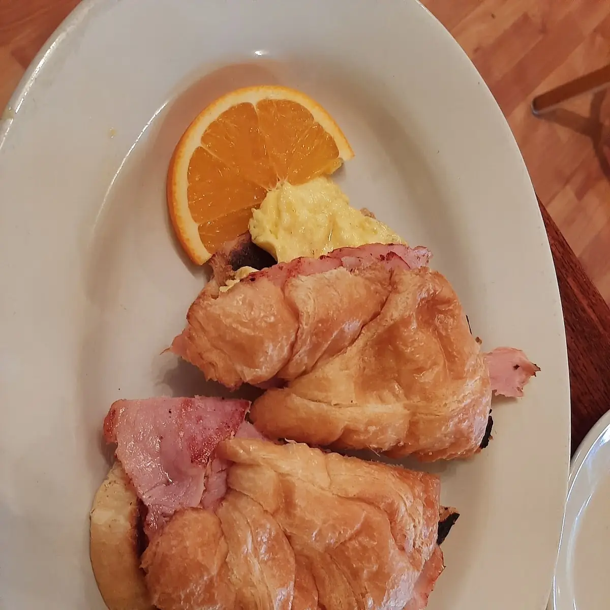 Scramble Egg Ham on Freshly Baked Croissant