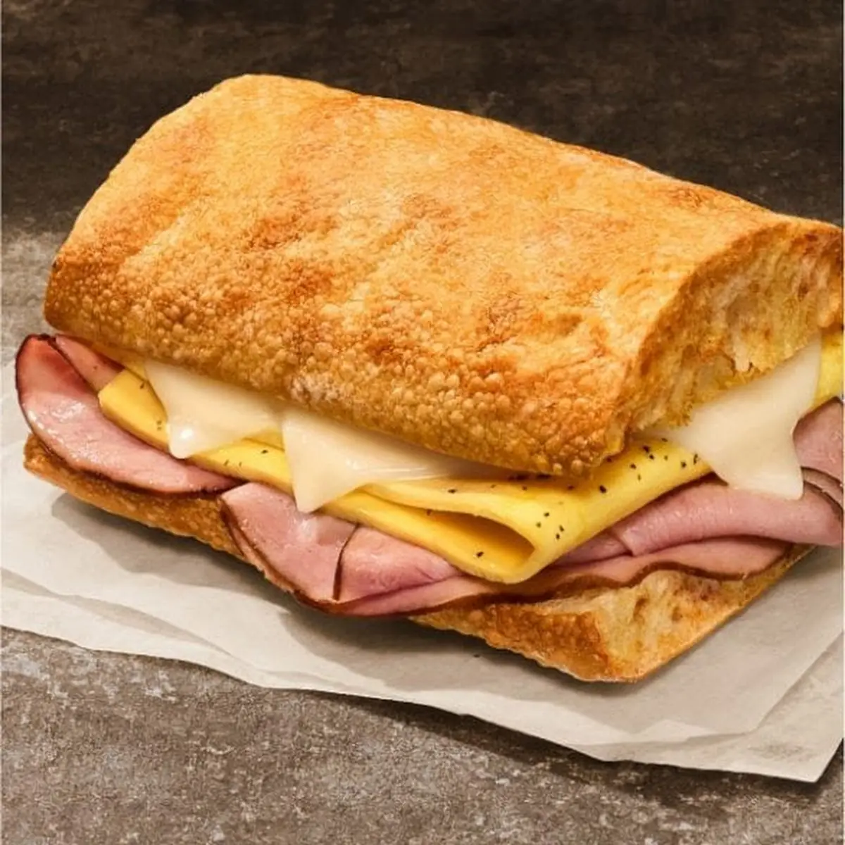 Ciabatta Ham Egg & Cheese Sandwich