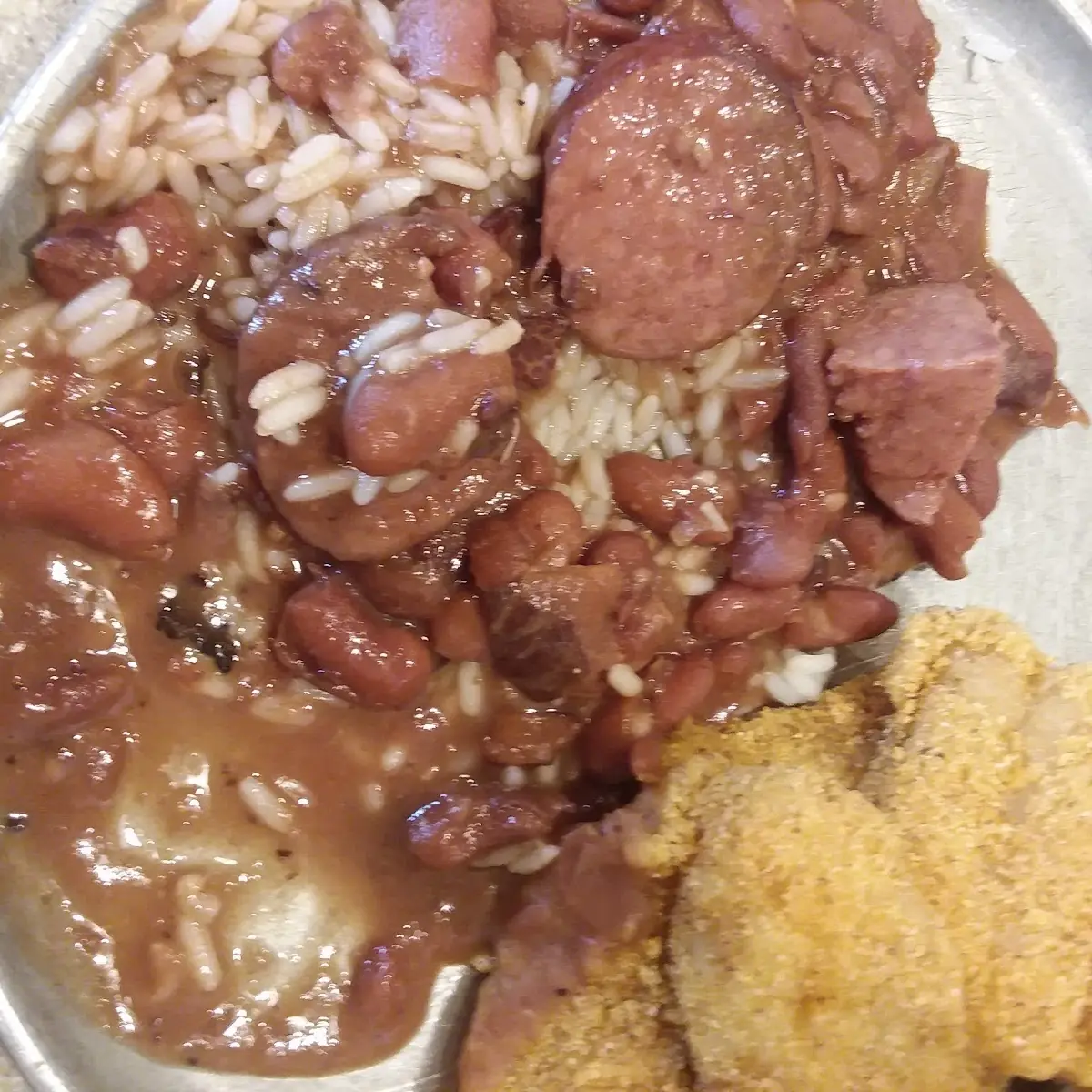 Red Beans and Rice with Sausage with Fried Fish