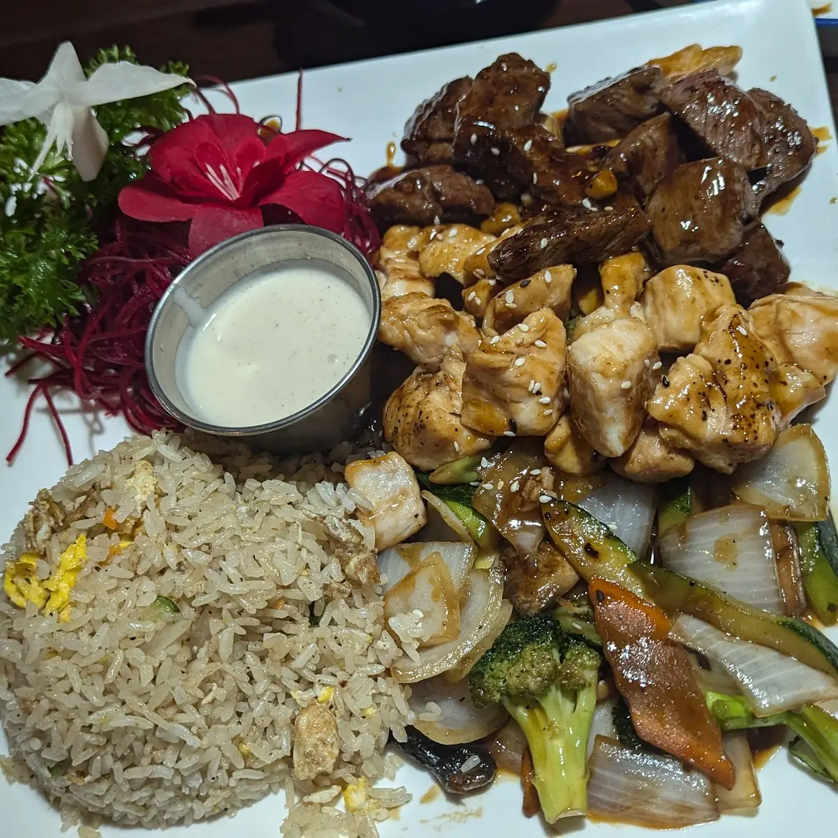 Hibachi Chicken and Steak Dinner