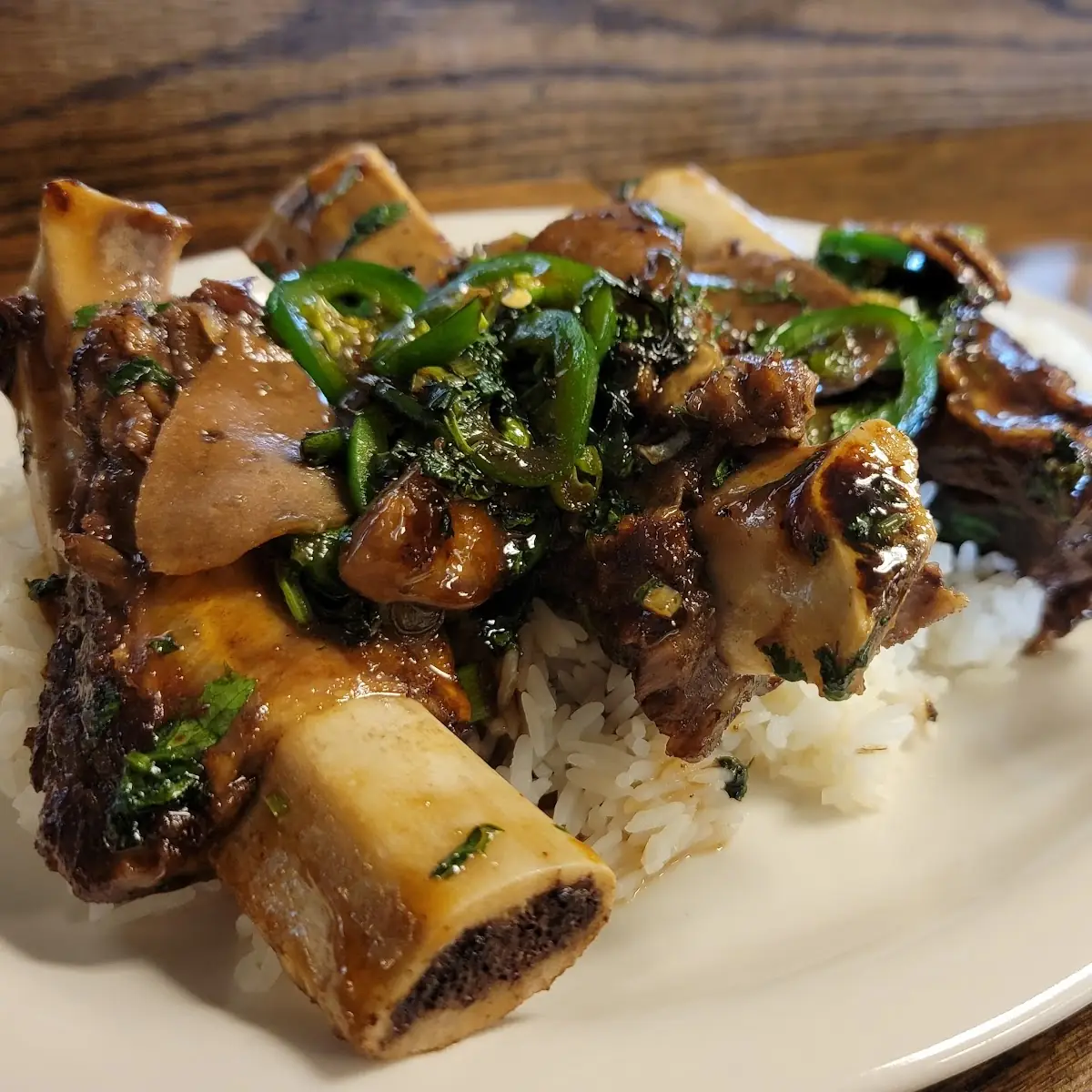 Glazed Sweet Beef Ribs 3 over White Rice