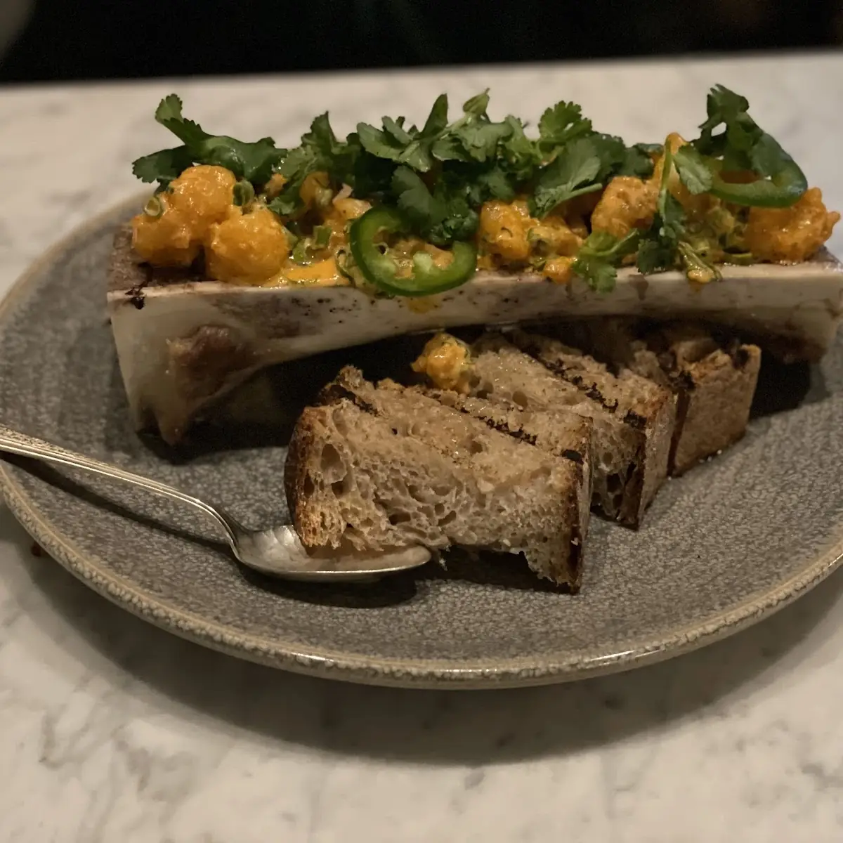 Bone Marrow with Shrimp Tempura
