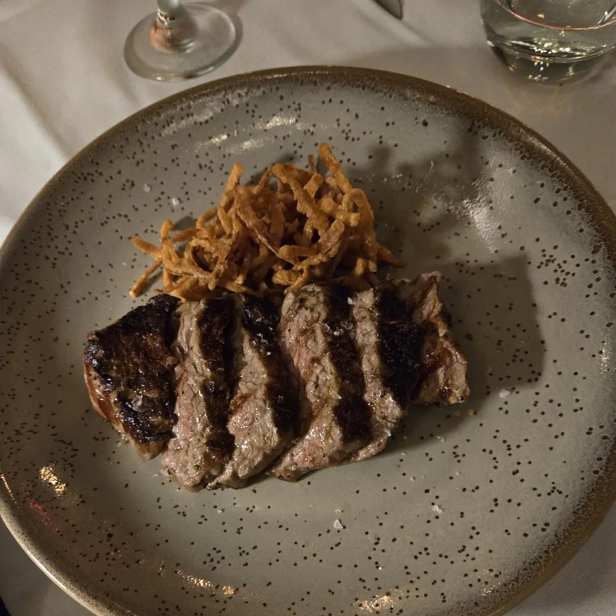 Sliced Steak with Crispy Onions